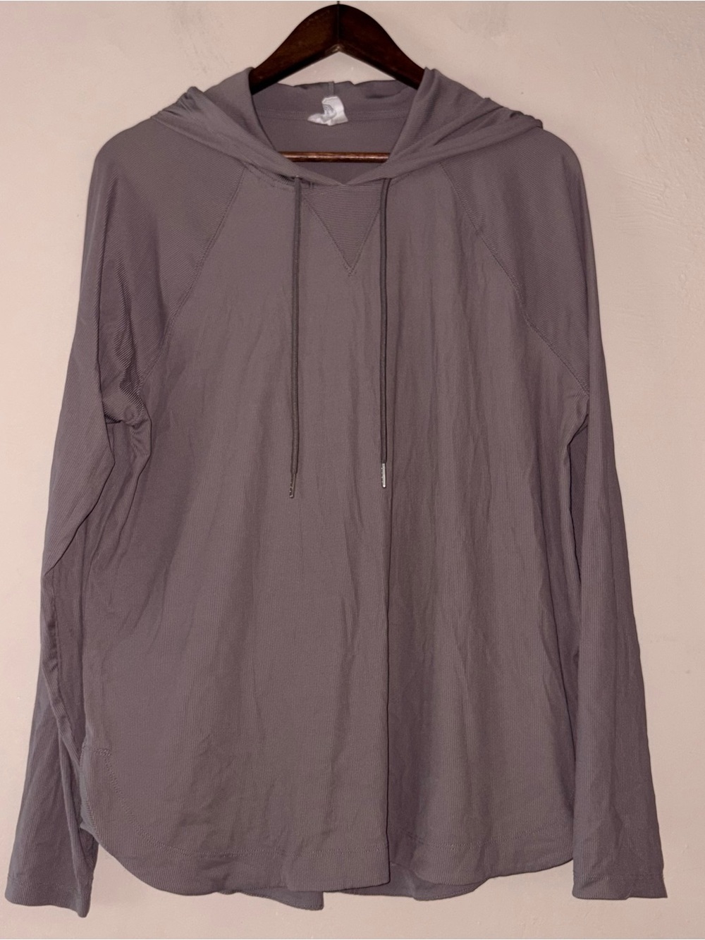 Sage Collective Gray Ribbed Long Sleeve Lightweight Hoodie XL